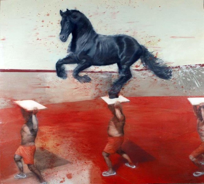 Nicola Pucci, Cavallo al galoppo - cm.190x210 olio su tela - 2013 Premio Terna