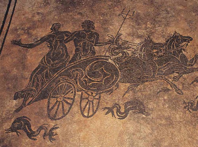 uno dei mosaici della Domus Del Mito (nome: Carro di Nettuno)