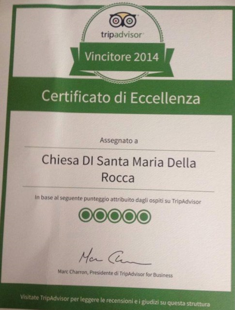 A Santa Maria della Rocca, il “Certificato di Eccellenza 2014”