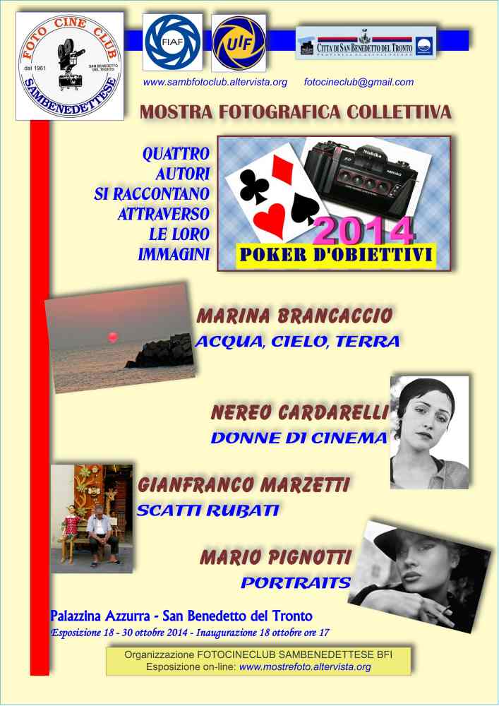 Poker di obiettivi in Palazzina Azzurra per la rassegna annuale del Fotocineclub Sambenedettese