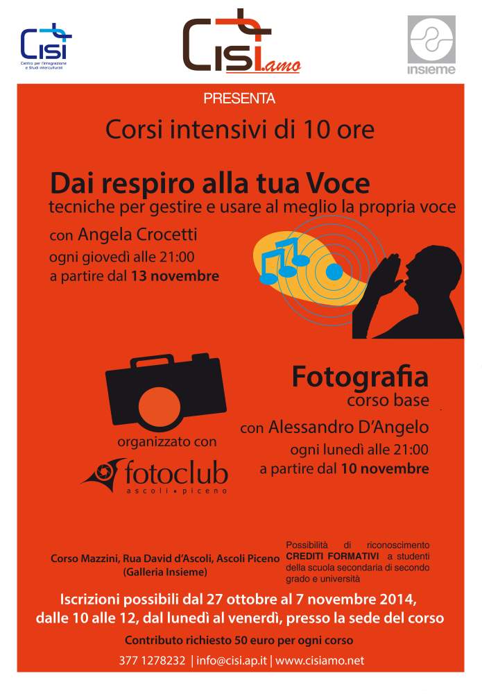 CISI.amo e Fotoclub Ascoli Piceno: apertura iscrizioni corsi Fotografia e Gestione della voce