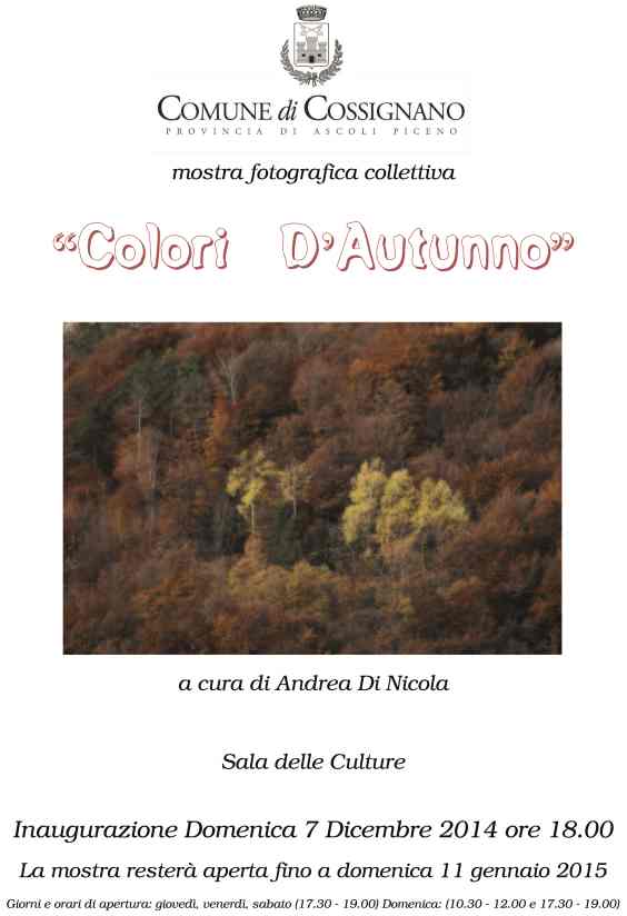Andrea di Nicola, “Colori d’autunno” a Cossignano