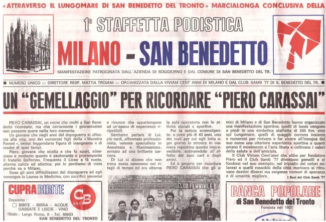 Staffetta Podistica Milano - San Benedetto - 28 maggio 1978