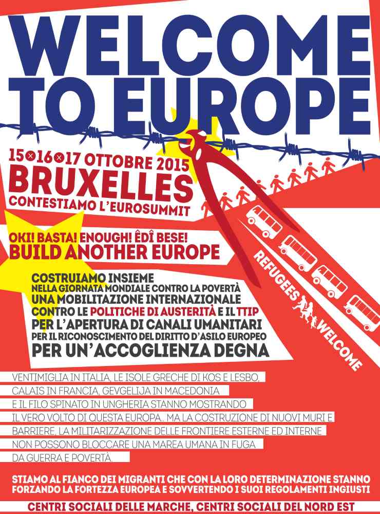 Dalle Marche a Bruxelles: 50 attivisti dei Centri Sociali alle manifestazioni in occasione dell’EuroSummit