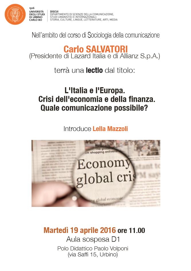 L’Italia e l’Europa. Crisi dell’economia e della finanza. Quale comunicazione possibile?