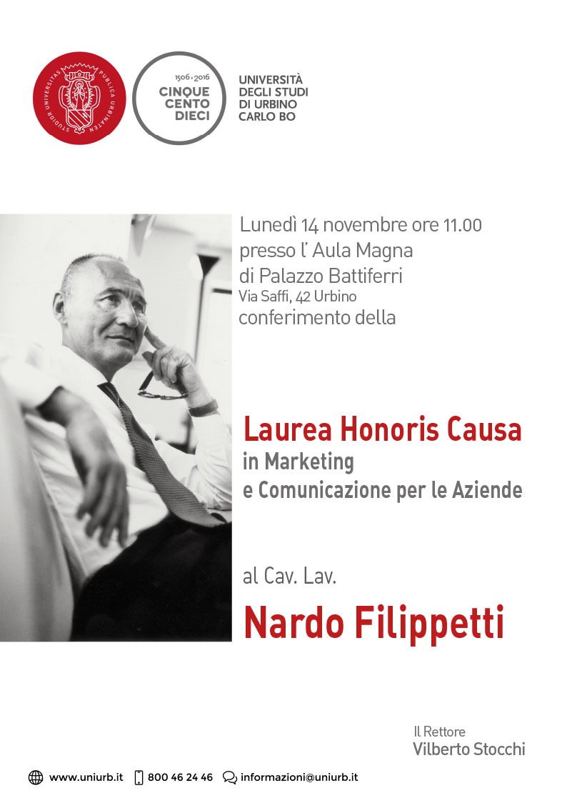 UniUrb: Laurea Honoris Causa a Nardo Filippetti
