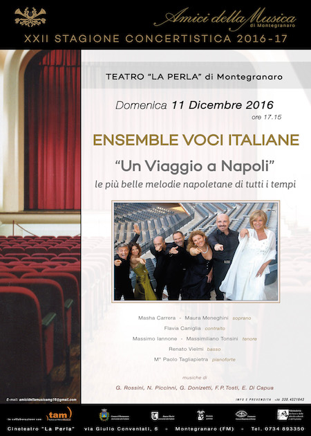 Ensemble Voci Italiane, “Un viaggio a Napoli” al Teatro La Perla