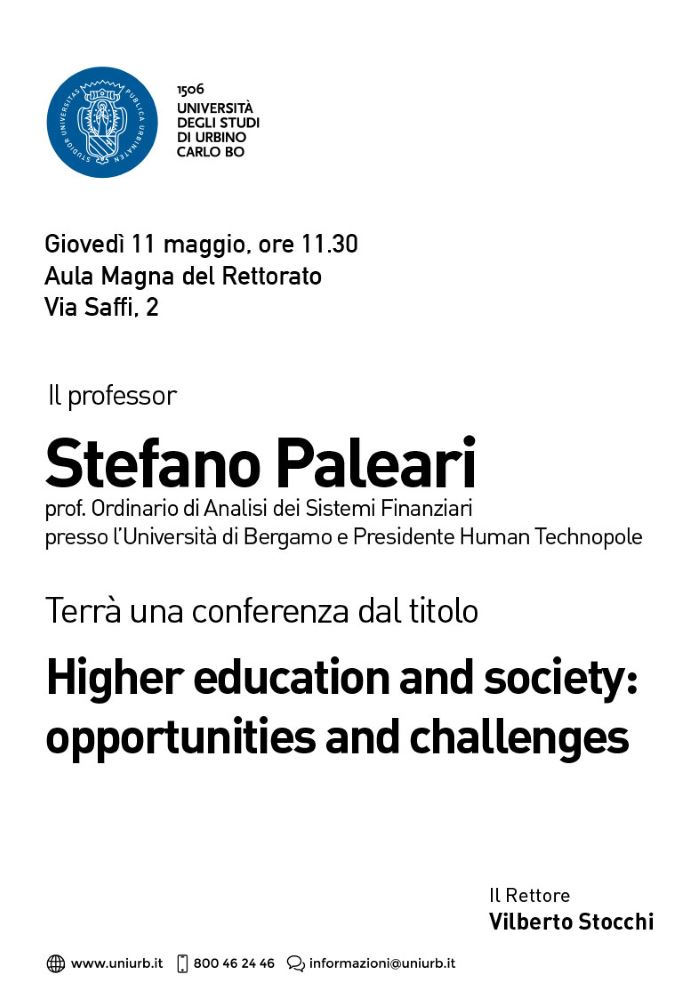 Il Prof. Stefano Paleari all’UniUrb
