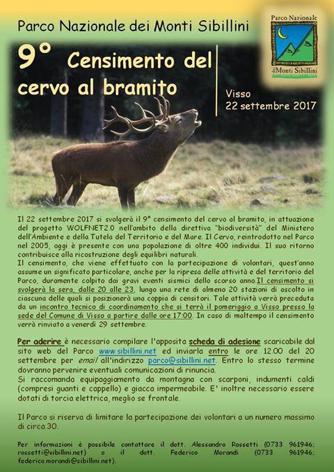 Nono censimento del cervo al bramito nel Parco Nazionale dei Monti Sibillini