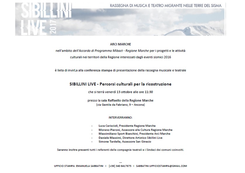 Sibillini Live. Percorsi culturali per la ricostruzione