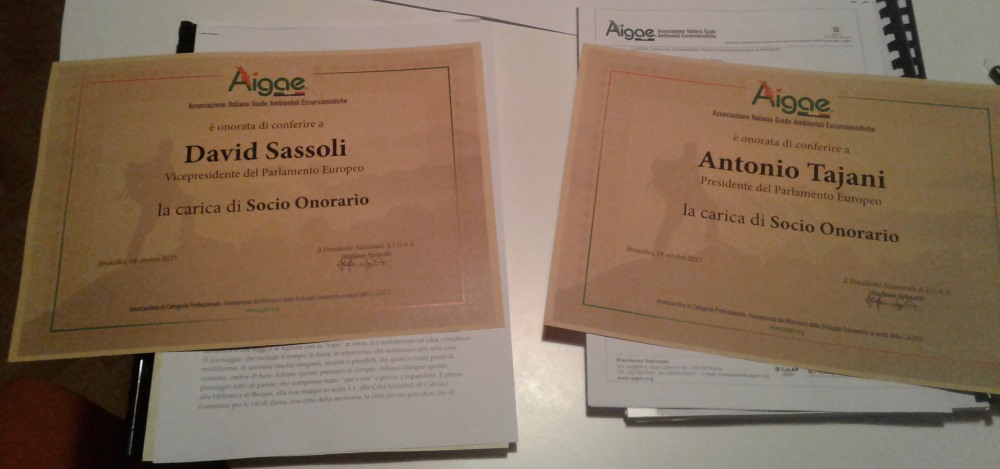 Marco Loperfido  a Bruxelles: Tajani e Sassoli  soci onorari di Aigae