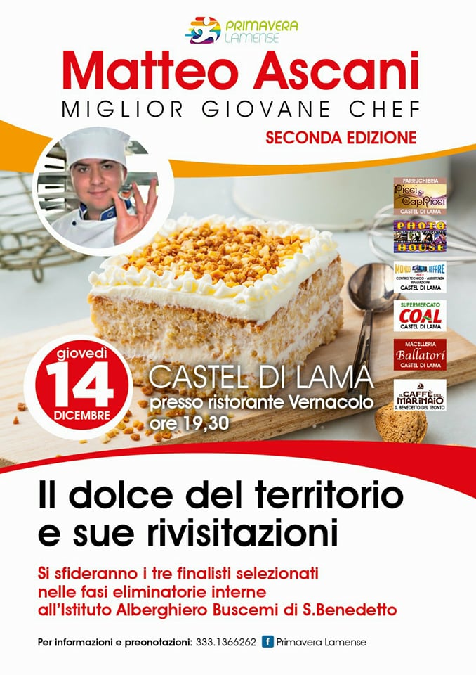 Memorial Matteo Ascani, “Miglior Giovane Chef”: sfida a Castel di Lama per i tre finalisti