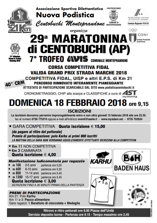 Podismo: Belluschi e Mancini d’oro alla mezza maratona di Centobuchi