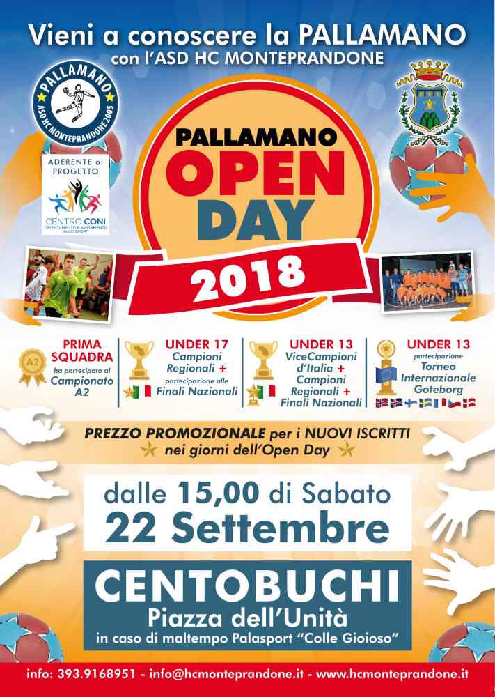 PallaMano, Open Day dell’Hc Monteprandone