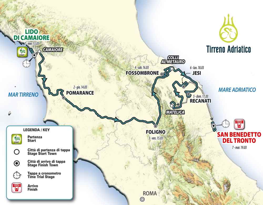 Tirreno – Adriatico: presentata a Recanati la 54a edizione tra novità e tradizione