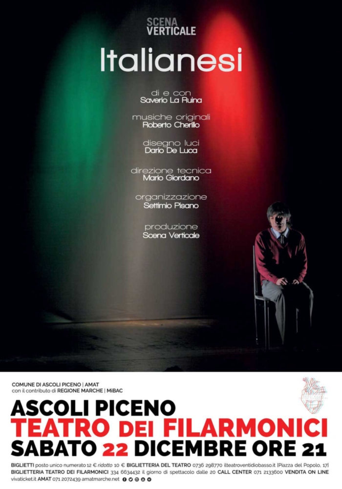 Ascoli, sabato al Teatro dei Filarmonici il pluripremiato “Italianesi” di Saverio La Ruina