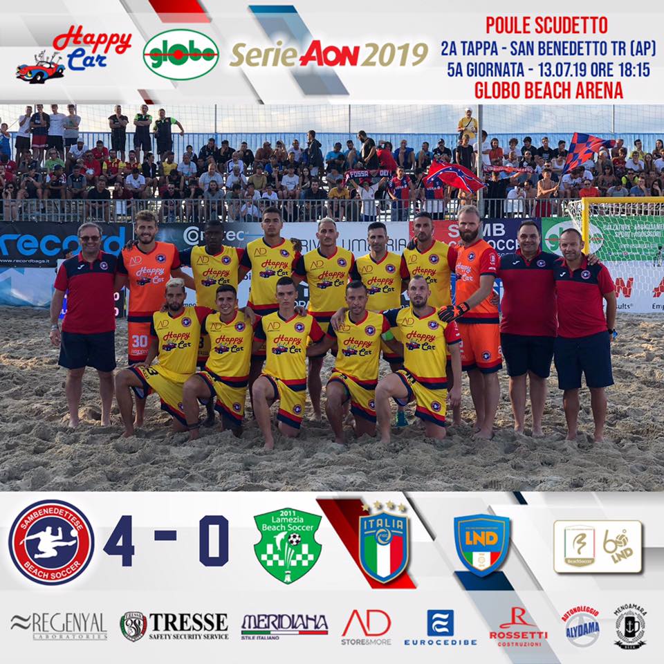 Beach Soccer Serie Aon, la Samb vince ancora: battuto 4 a 0 il Lamezia