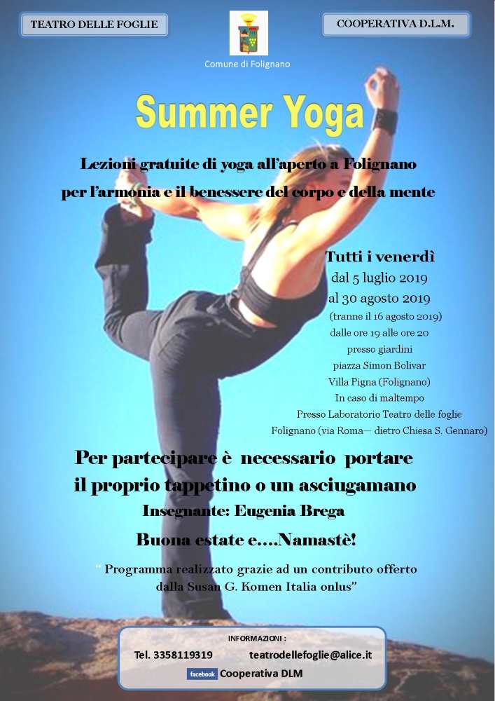 Lezioni gratuite di yoga per tutta l’estate a Folignano