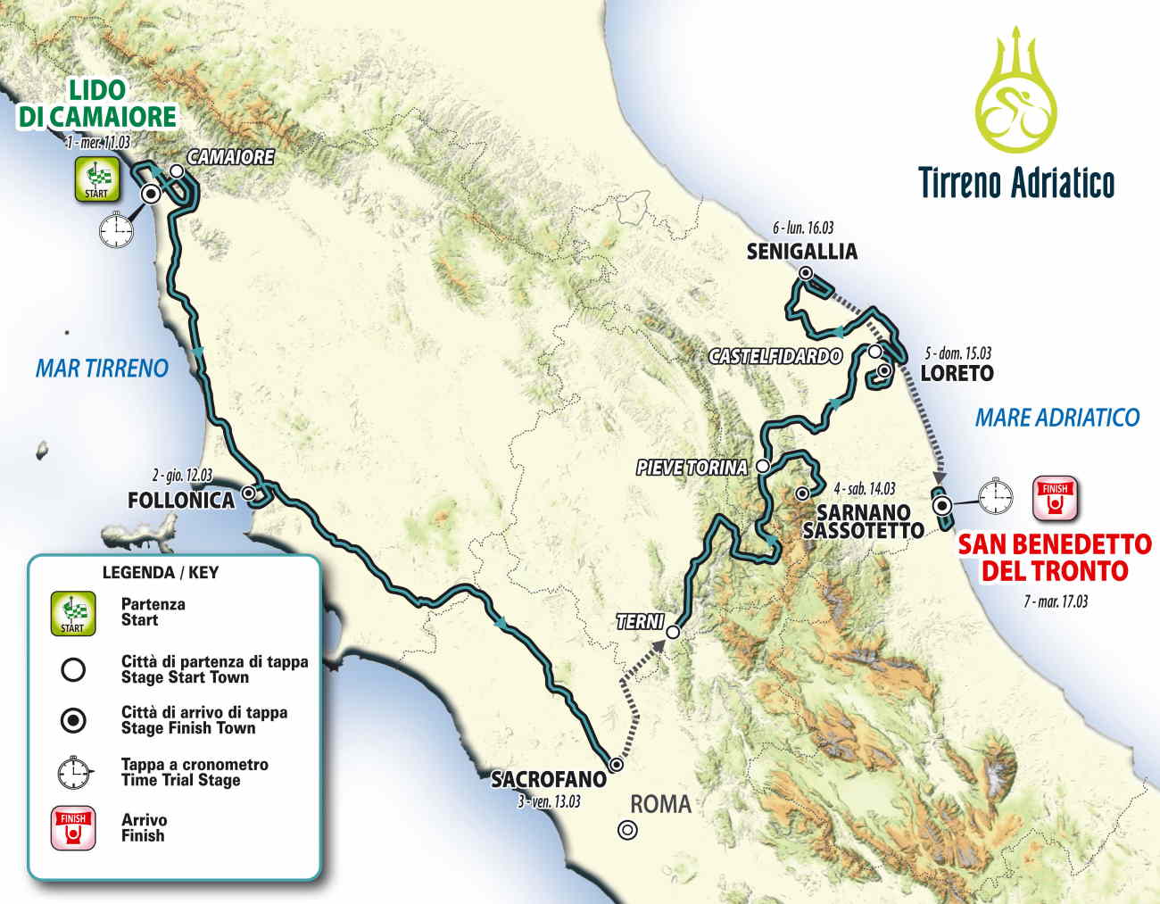 Ecco la 55ma Tirreno-Adriatico