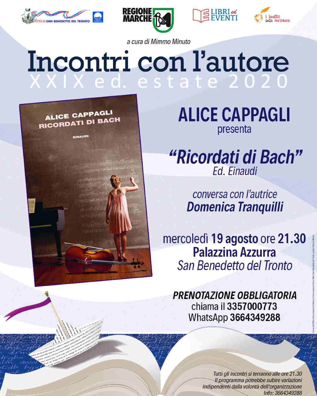Incontri con l’Autore: Alice Cappagli, “Ricordati di Bach” @ Palazzina Azzurra