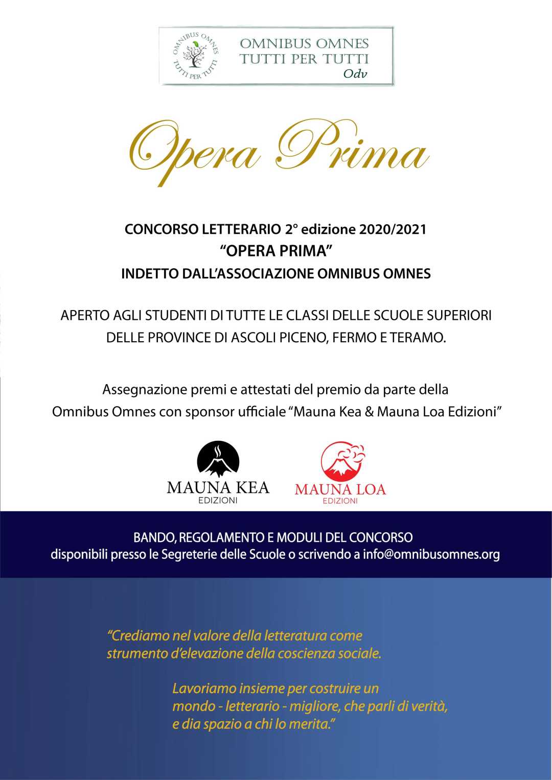 Il concorso letterario Opera Prima della Omnibus apre agli studenti delle province di Ascoli, Fermo e Teramo