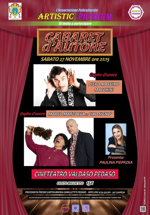 Cabaret d’Autore: a Pedaso in scena Marco Marzocca e Piero Massimo Macchini