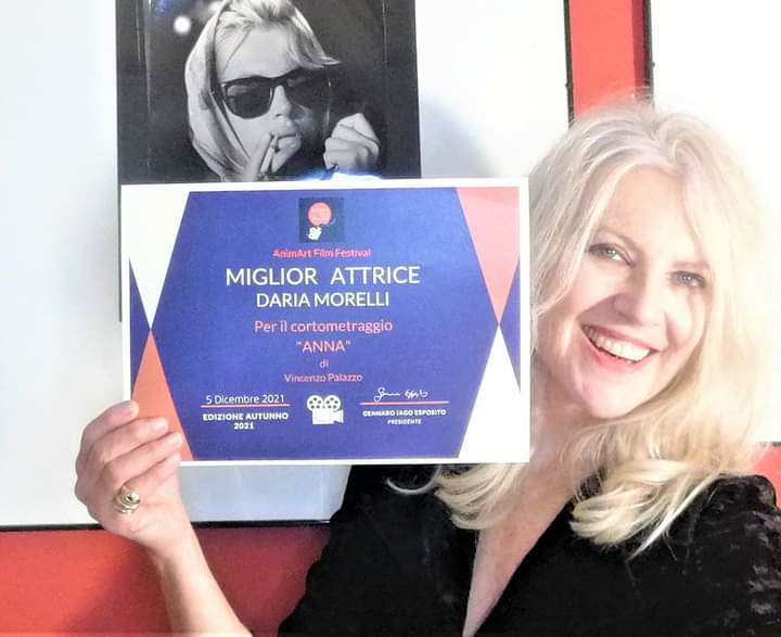 Daria Morelli miglior attrice all'”AnimArt Film Festival” con il corto sociale “Anna” di Vincenzo Palazzo