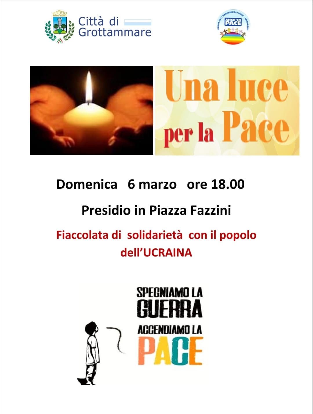 Una luce per la pace, presidio in piazza Fazzini a Grottammare