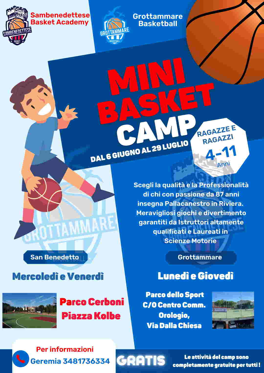 Torna il Minibasket Camp in Riviera