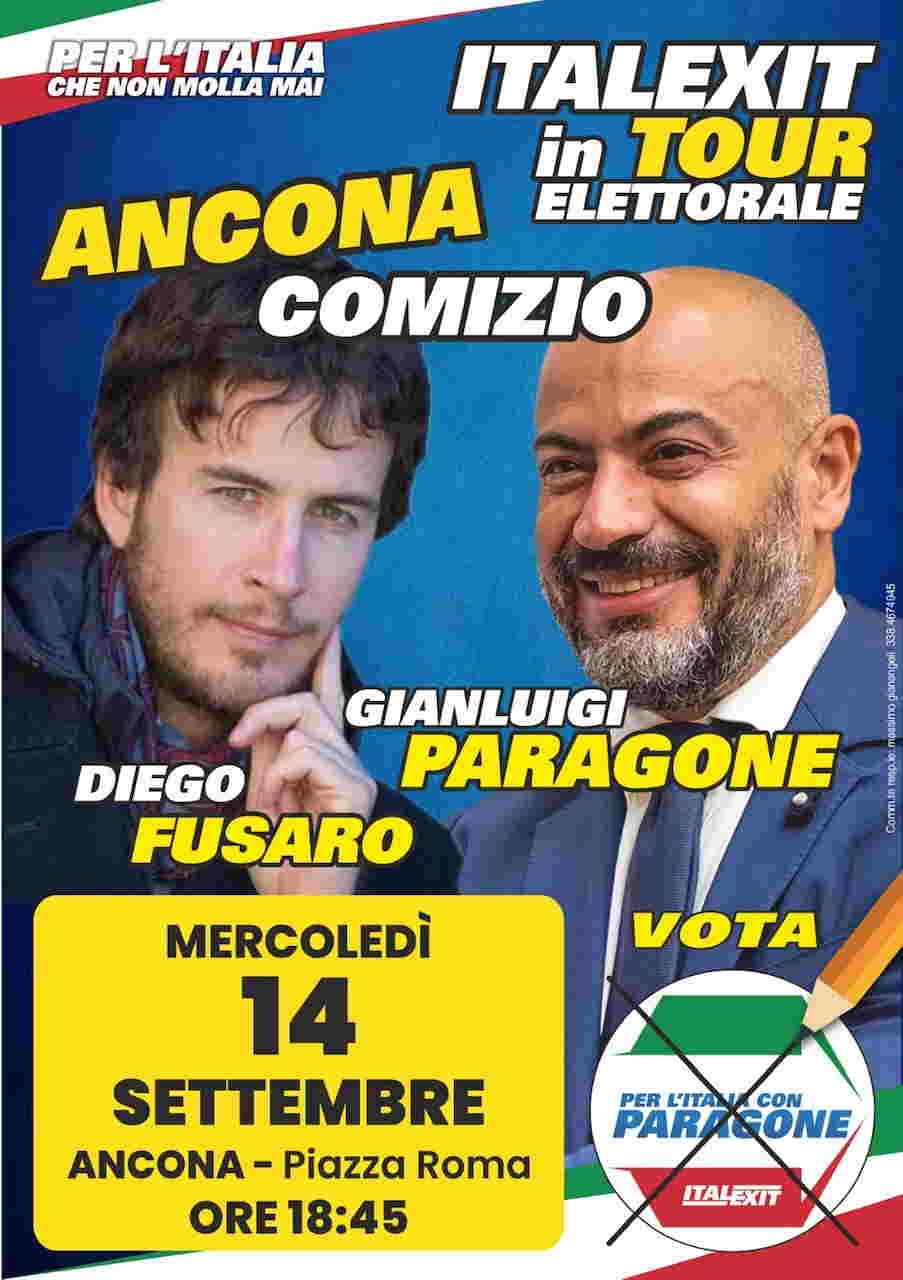 Italexit, Gianluigi Paragone e Diego Fusaro ad Ancona