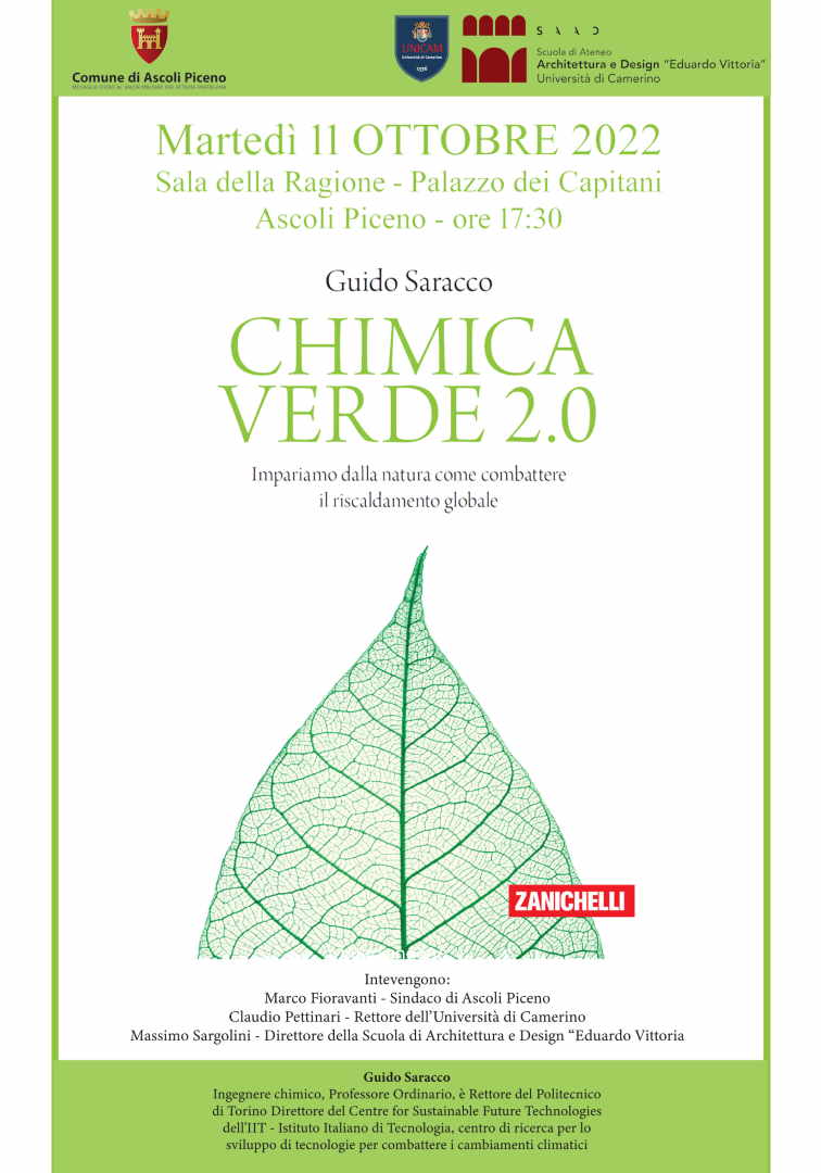 Chimica Verde 2.0, il rettore del Politecnico di Torino ad Ascoli per la presentazione del libro