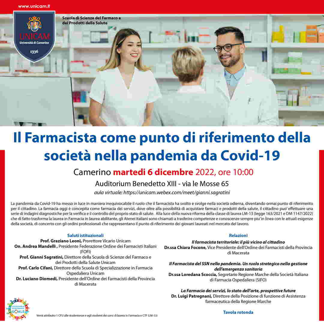 UniCam, “Il Farmacista come punto di riferimento della società nella pandemia da Covid-19”
