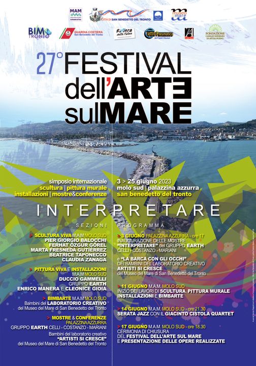 e’ il manifesto del Festival dell’Arte sul Mare 2023 realizzato da Fabrizio Mariani