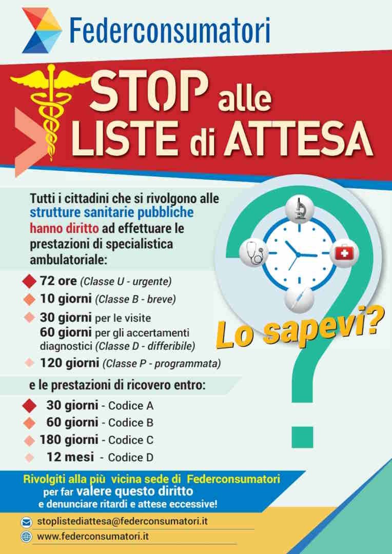 Federconsumatori Marche: ‘STOP alle Liste di Attesa in Sanità’