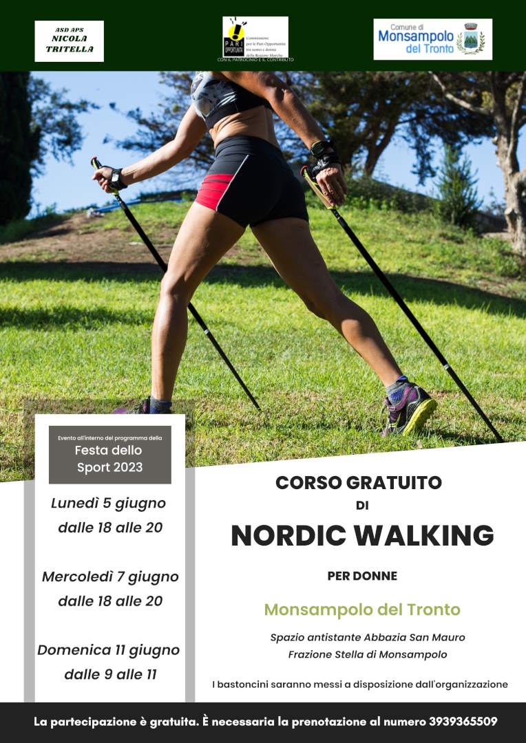 Un corso gratuito di Nordic Walking per donne in occasione della “Festa dello sport” a Monsampolo