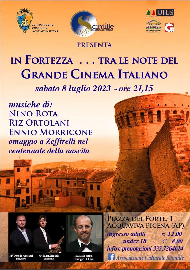 IN FORTEZZA… TRA LE NOTE DEL GRANDE CINEMA ITALIANO con l’Associazione culturale Scintille