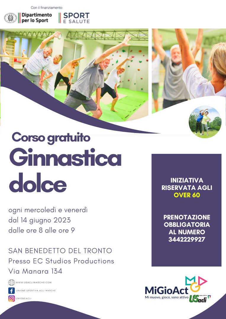 Corso gratuito di ginnastica dolce per over 60 a San Benedetto del Tronto: ancora aperte le iscrizioni