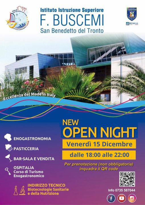 Vi aspettiamo all’Open night dell’Alberghiero Buscemi di San Benedetto del Tronto